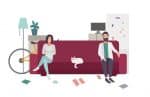 Illustration of Couple on Couch - Marital and Separate Property - Ashley Wood Law, P.C.