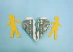 Alimony - Split Heart-Shaped Dollar Bill and Paper Doll Couple - Ashley Wood Law, P.C.